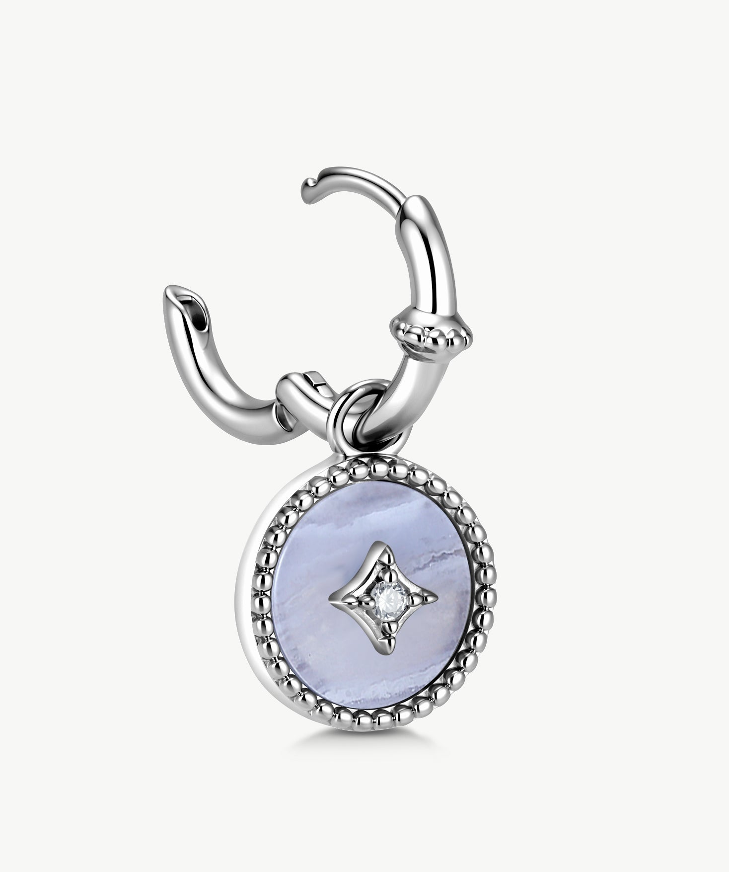 Blue Agate Coin Hoop Earrings with Milgrain Detail | Aura Collection – MaiaMina