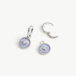 Blue Agate Coin Hoop Earrings with Milgrain Detail | Aura Collection – MaiaMina