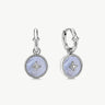 Blue Agate Coin Hoop Earrings with Milgrain Detail | Aura Collection – MaiaMina