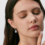 Blue Agate Coin Hoop Earrings with Milgrain Detail | Aura Collection – MaiaMina