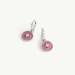 Rhodonite Coin Hoop Earrings in Sterling Silver | Aura Collection – MaiaMina
