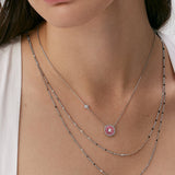 Aura Gemstone Milgrain Copper Coin Pendant Necklace