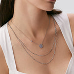 Aura Blue Lace Agate Coin Pendant Necklace | MaiaMina
