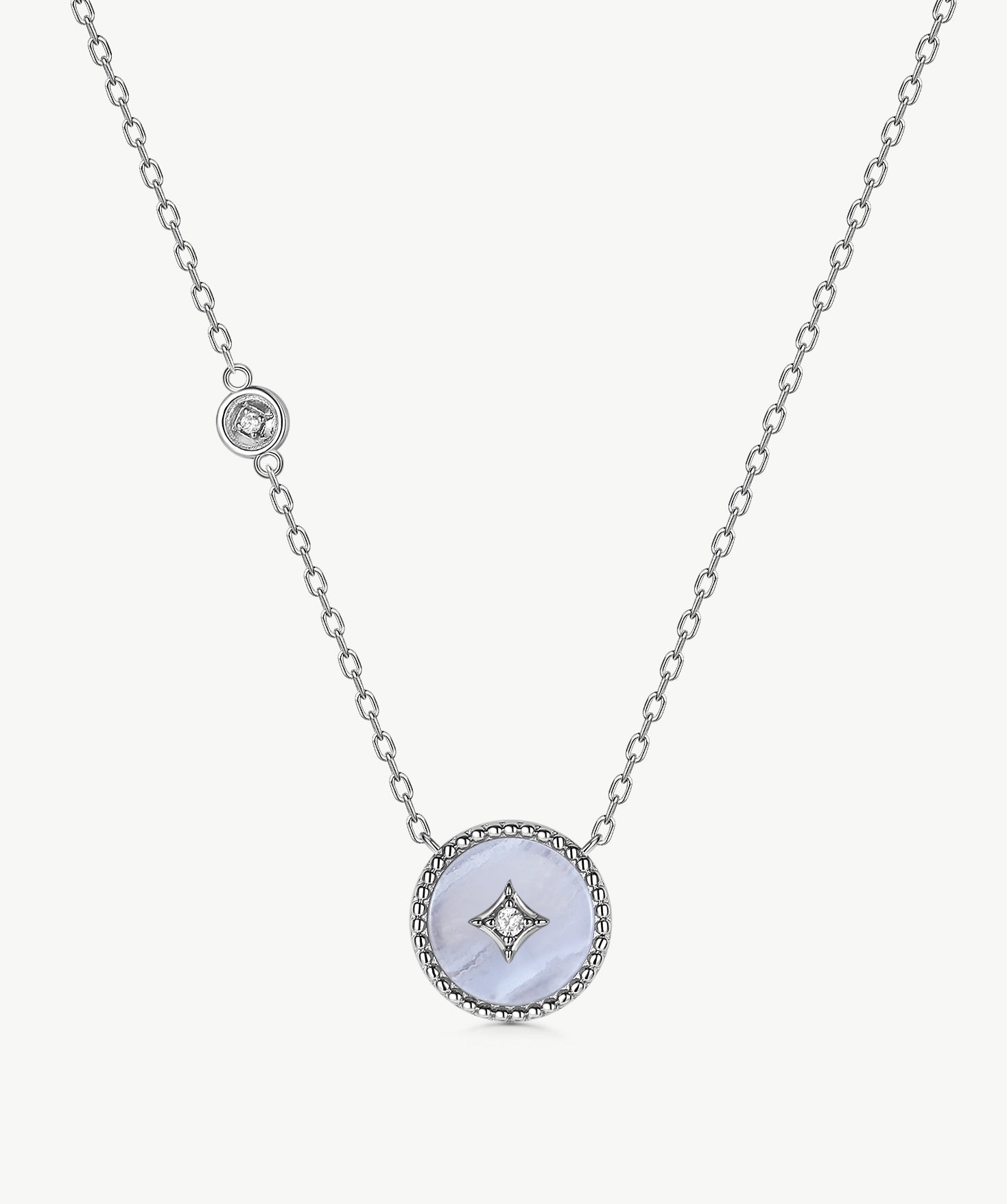 Aura Blue Lace Agate Coin Pendant Necklace | MaiaMina