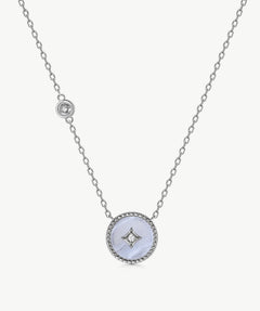 Aura Blue Lace Agate Coin Pendant Necklace | MaiaMina