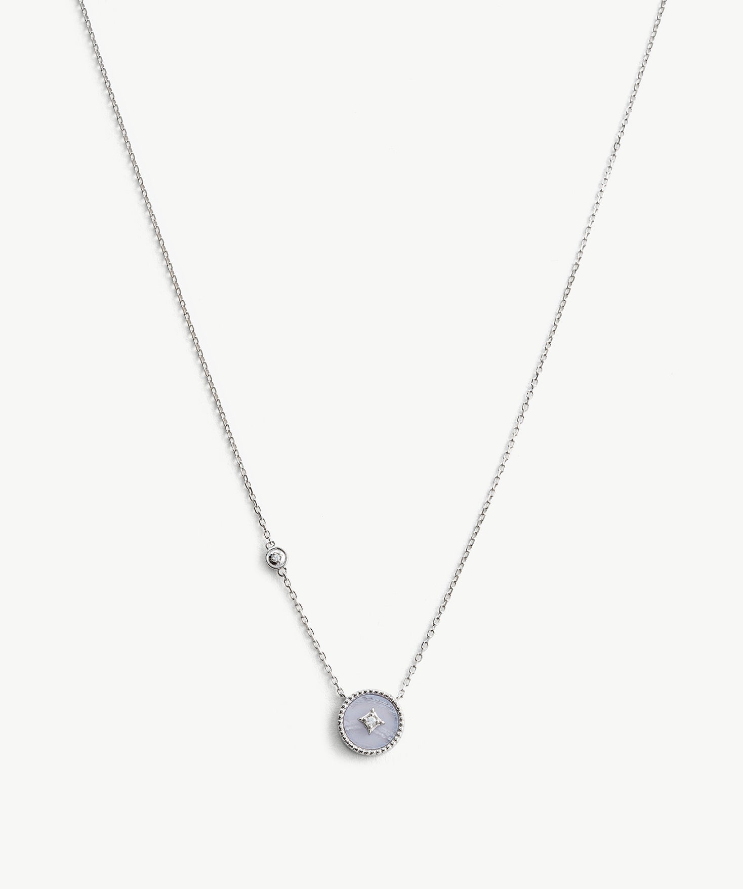 Aura Blue Lace Agate Coin Pendant Necklace | MaiaMina