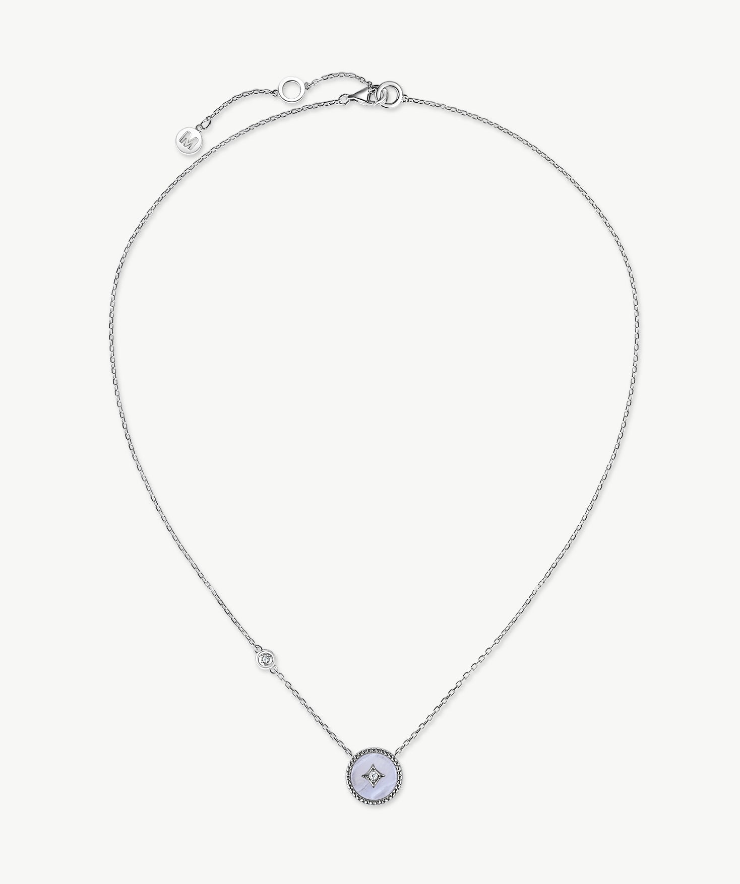 Aura Blue Lace Agate Coin Pendant Necklace | MaiaMina
