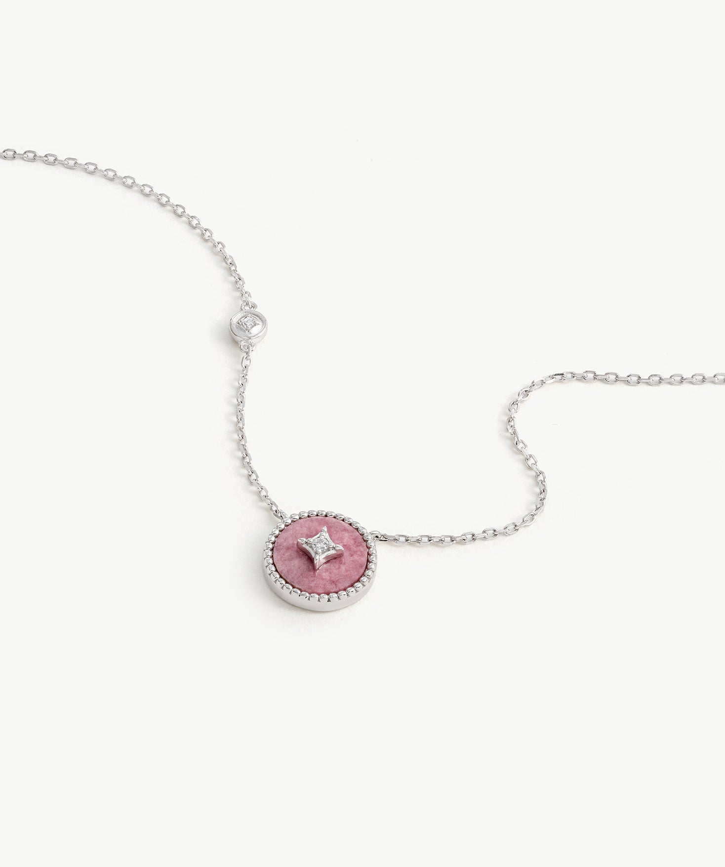 Rhodonite Coin Pendant Necklace in Sterling Silver | Aura Collection – MaiaMina