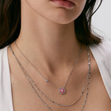 Aura Gemstone Milgrain Copper Coin Pendant Necklace