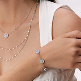 Blue Lace Agate Coin Station Bracelet in Sterling Silver | Aura Collection – MaiaMina