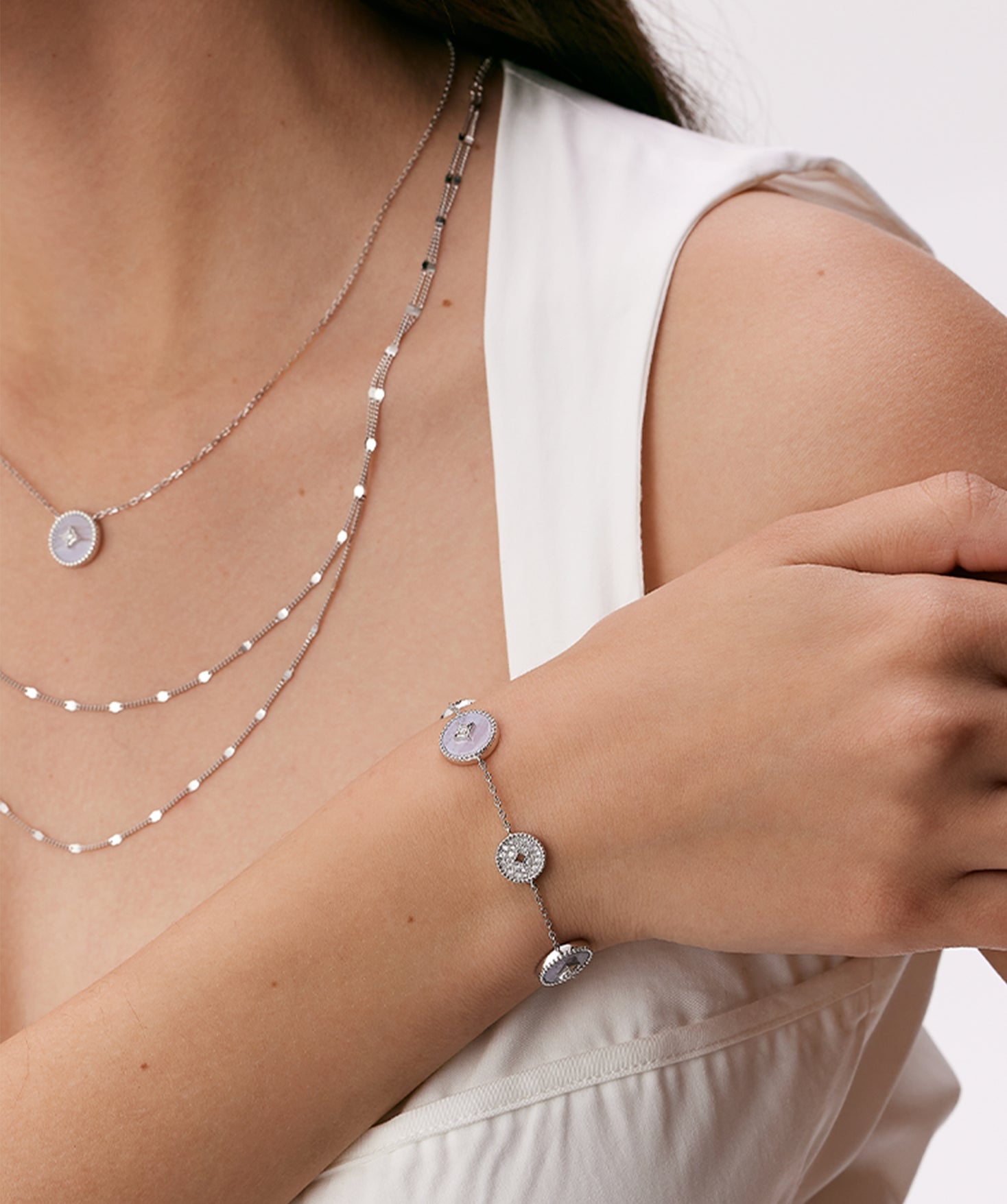 Blue Lace Agate Coin Station Bracelet in Sterling Silver | Aura Collection – MaiaMina