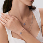 Aura Blue Lace Agate Coin Station Bracelet | MaiaMina