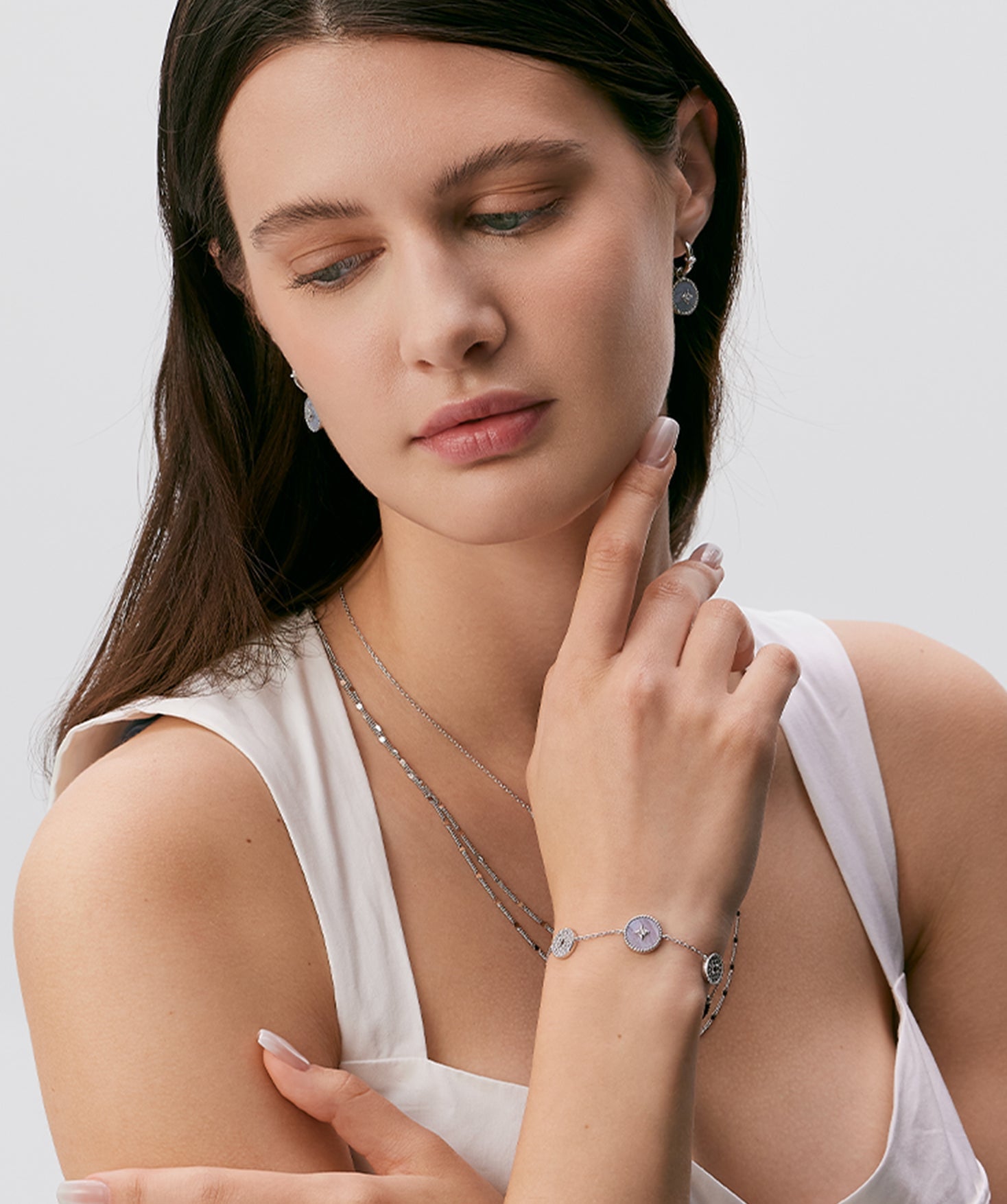 Blue Lace Agate Coin Station Bracelet in Sterling Silver | Aura Collection – MaiaMina