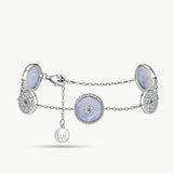 Blue Lace Agate Coin Station Bracelet in Sterling Silver | Aura Collection – MaiaMina