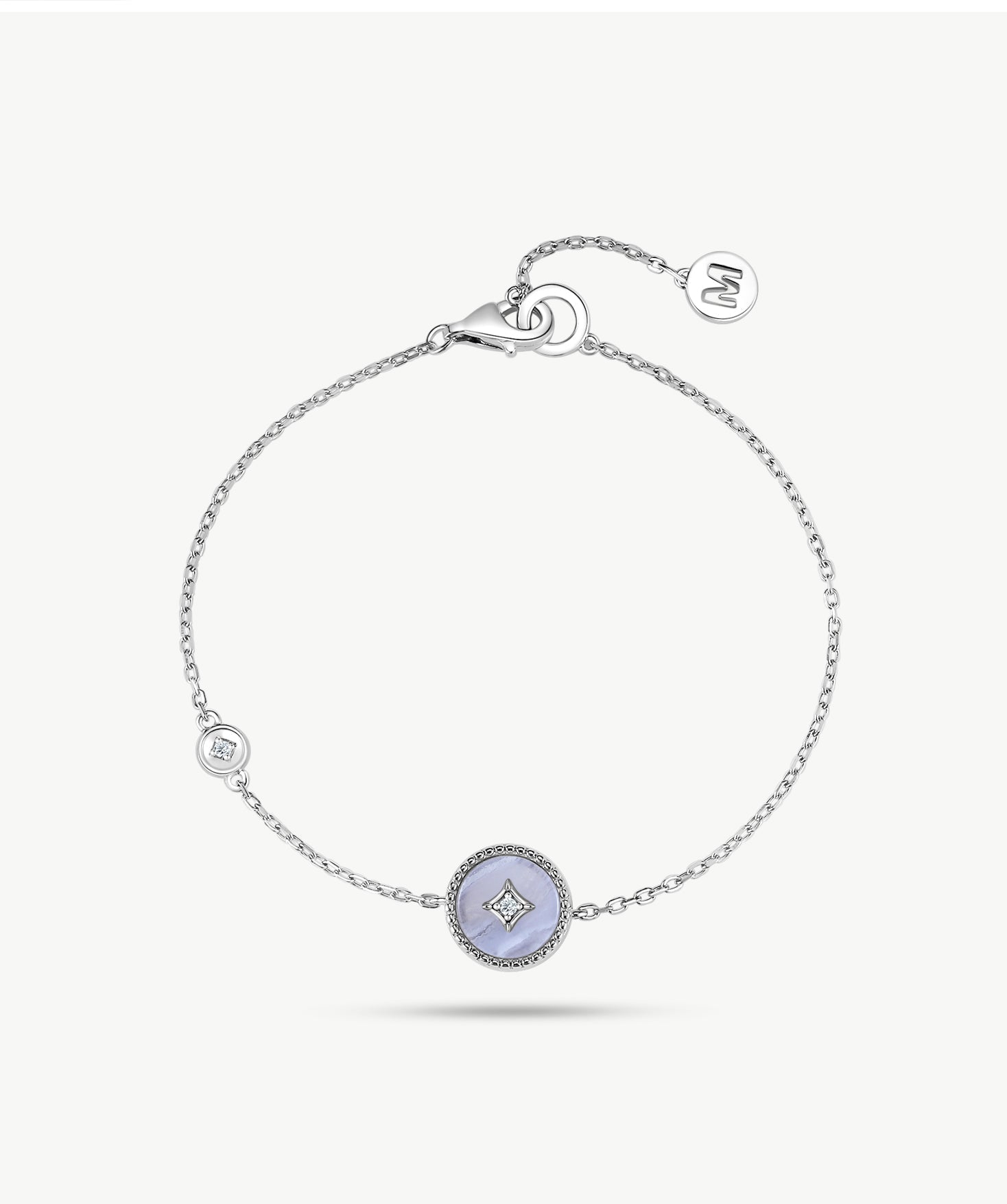 Aura Blue Lace Agate Coin Station Bracelet | MaiaMina