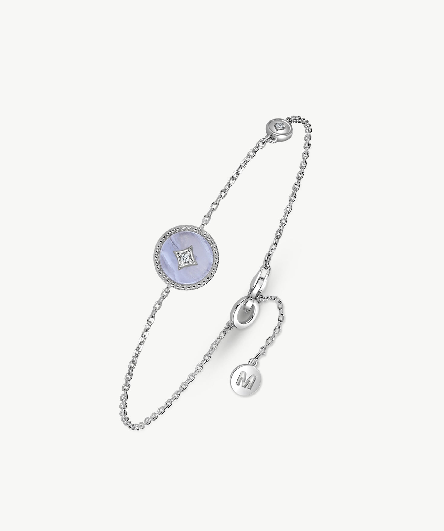 Aura Blue Lace Agate Coin Station Bracelet | MaiaMina