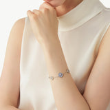 Blue Lace Agate Coin Station Bracelet in Sterling Silver | Aura Collection – MaiaMina