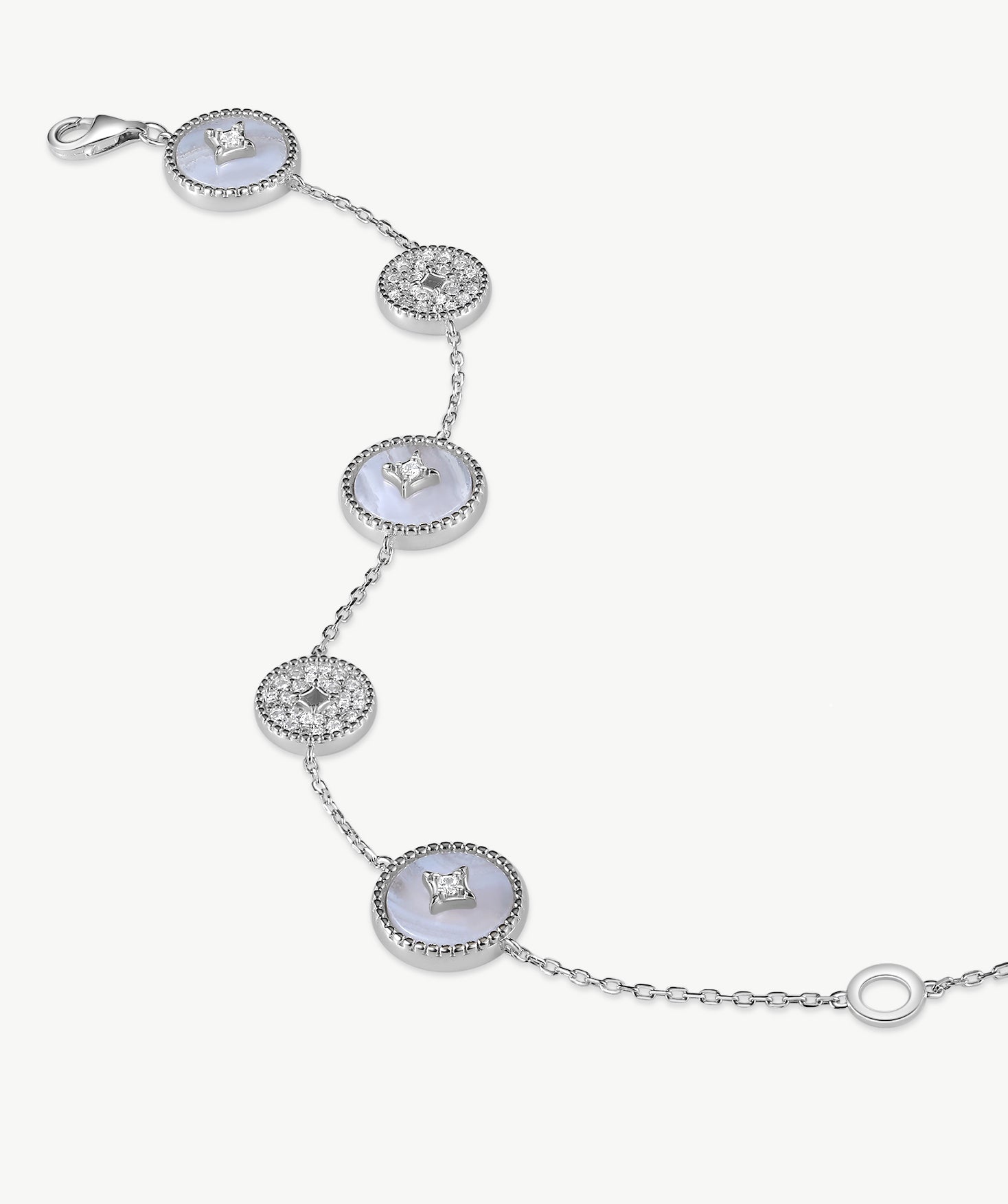 Blue Lace Agate Coin Station Bracelet in Sterling Silver | Aura Collection – MaiaMina