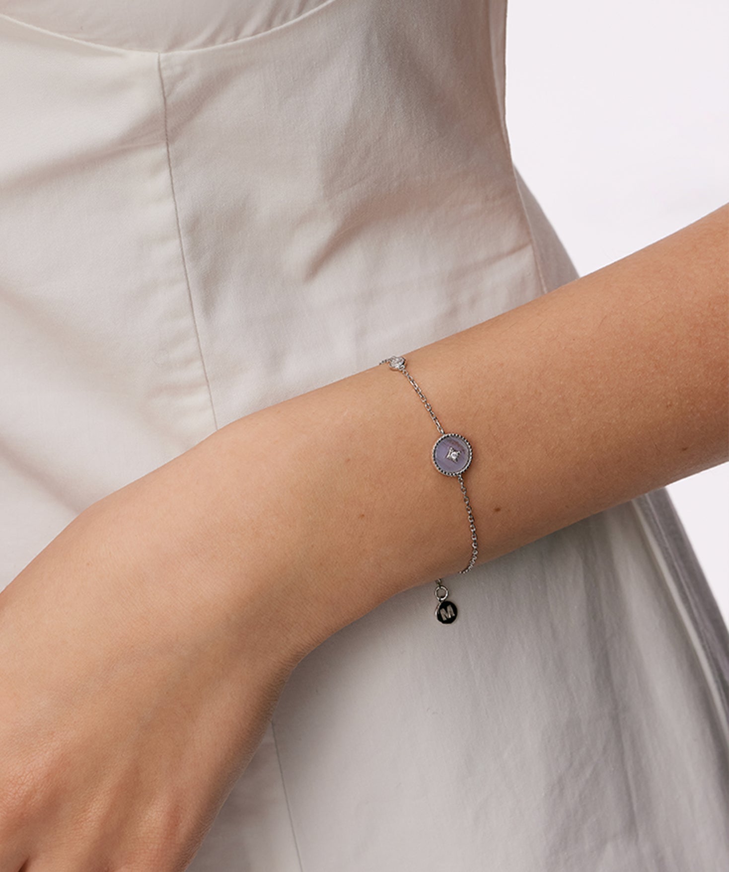 Aura Blue Lace Agate Coin Station Bracelet | MaiaMina