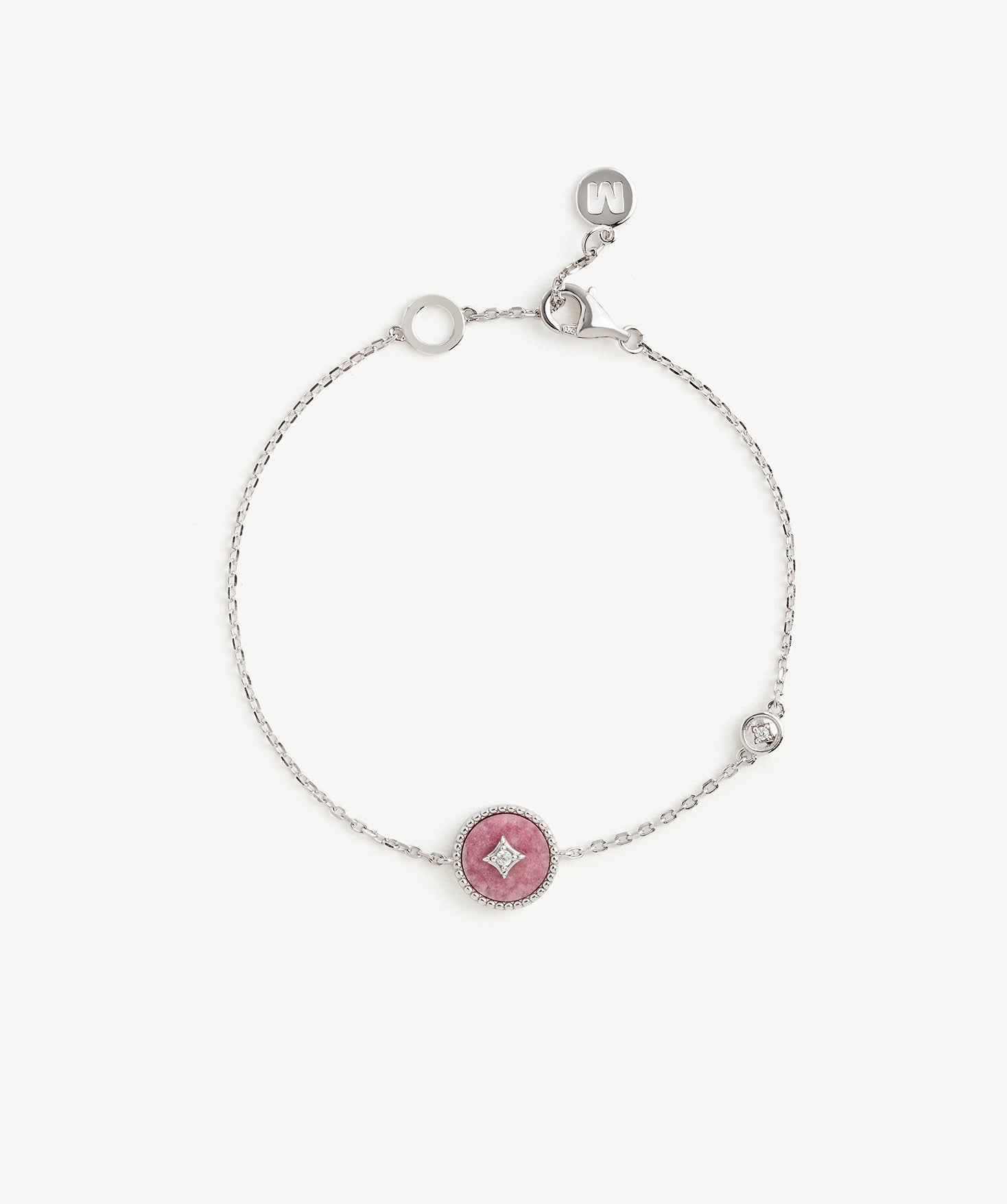 Rhodonite Coin Station Bracelet in Sterling Silver | Aura Collection – MaiaMina