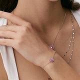 Aura Gemstone Milgrain Copper Coin Station Bracelet