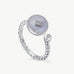 MaiaMina Blue Agate Open Ring Rhodium Plated Sterling Silver CZ Adjustable Aura Collection