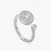 MaiaMina Open Ring Pave CZ Disc Statement Ring Rhodium Plated Sterling Silver Adjustable Aura Collection