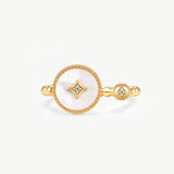 MaiaMina Open Ring Gold Mother of Pearl Statement Ring CZ Aura Collection