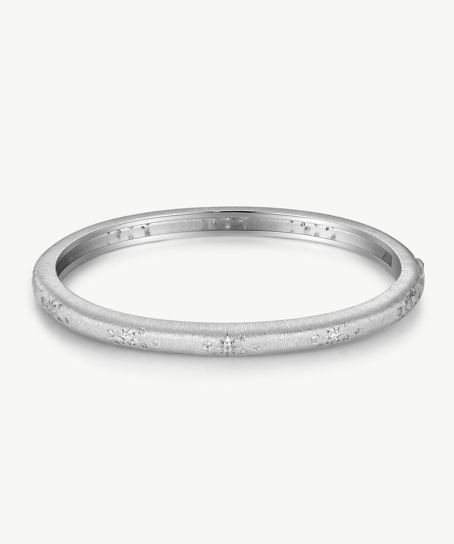 Textured Silver Celestial Bangle Bracelet | Belvria