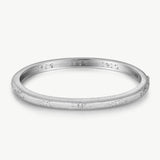 MaiaMina Rhodium Plated Textured Bangle Bracelet with Starburst Details Cetus Collection
