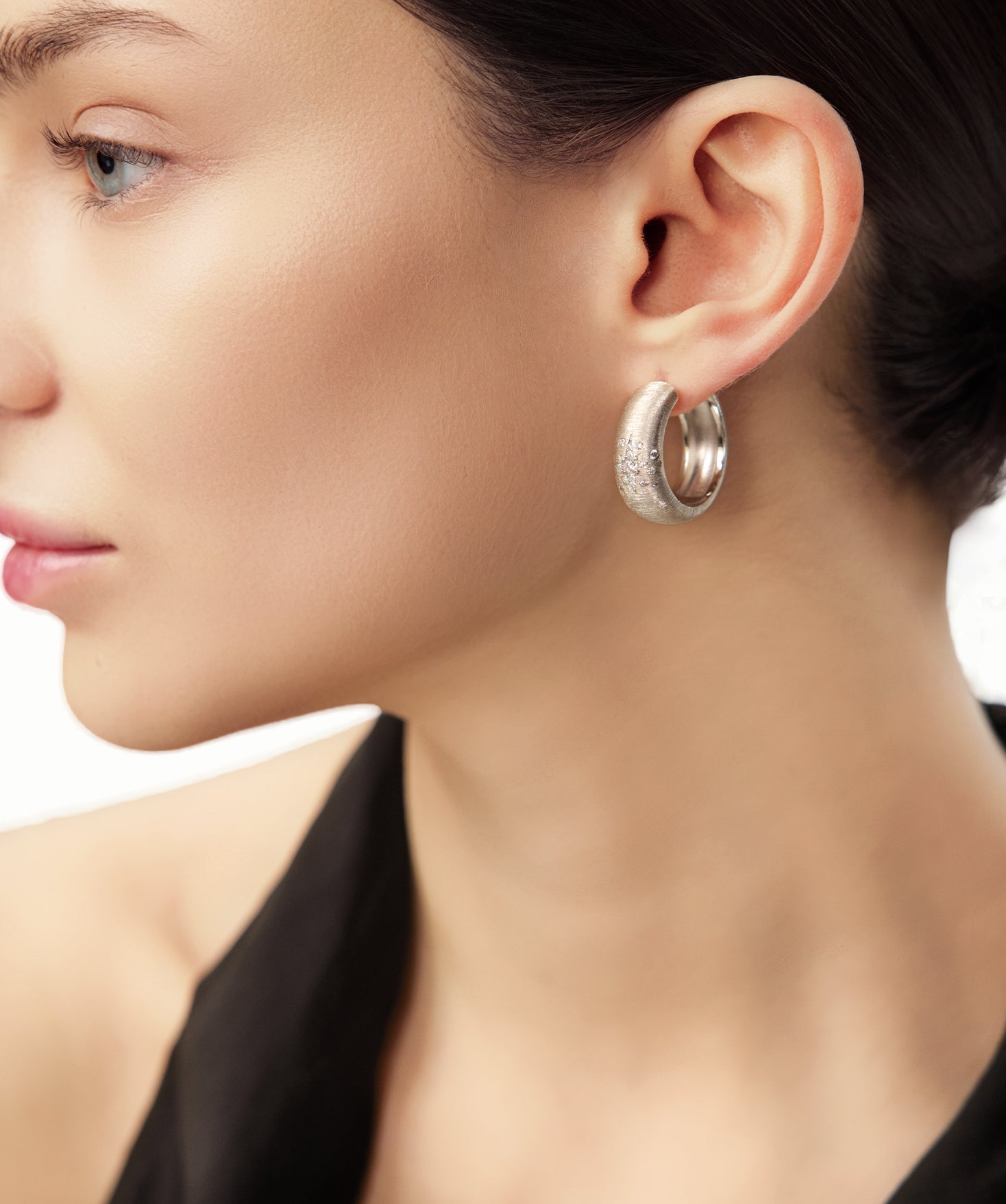 Textured Silver Celestial Hoop Earrings | Belvria