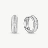 MaiaMina Rhodium Plated Starburst Hoop Earrings with Zircon Accents Cetus Collection