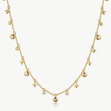 Lariat Necklace with Star & Moon Charm, Dainty 18K Gold Plated Sterling Silver  Y Drop Necklace | MaiaMina