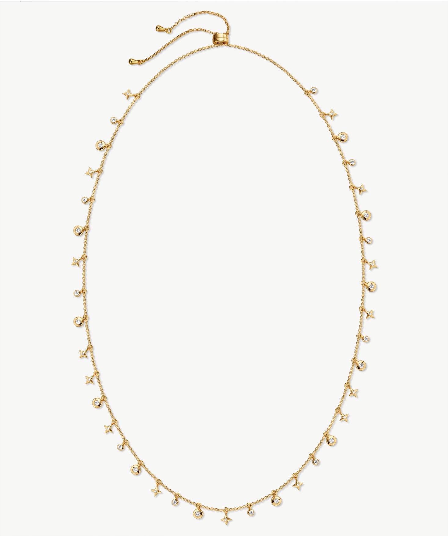 Lariat Necklace with Star & Moon Charm, Dainty 18K Gold Plated Sterling Silver  Y Drop Necklace | MaiaMina