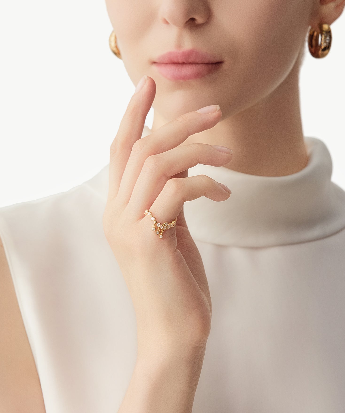 Gold Cubic Zirconia Pinky Ring | Belvria