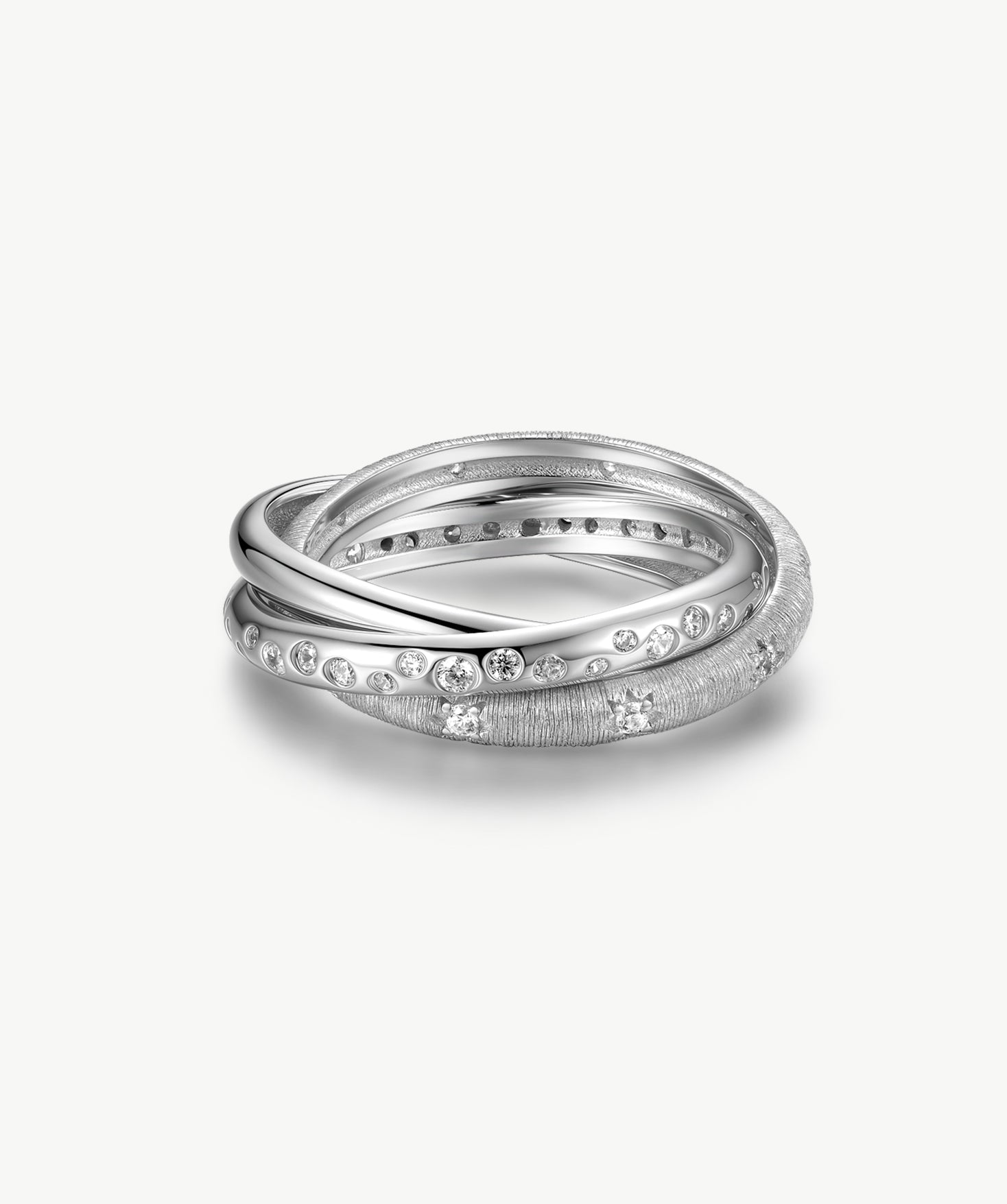 Triple Band Silver Interlocking Ring | Belvria