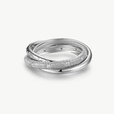 MaiaMina Rhodium Plated Sterling Silver Triple Band Zirconia Ring Cetus Collection