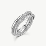 MaiaMina Rhodium Plated Sterling Silver Triple Band Zirconia Ring Cetus Collection