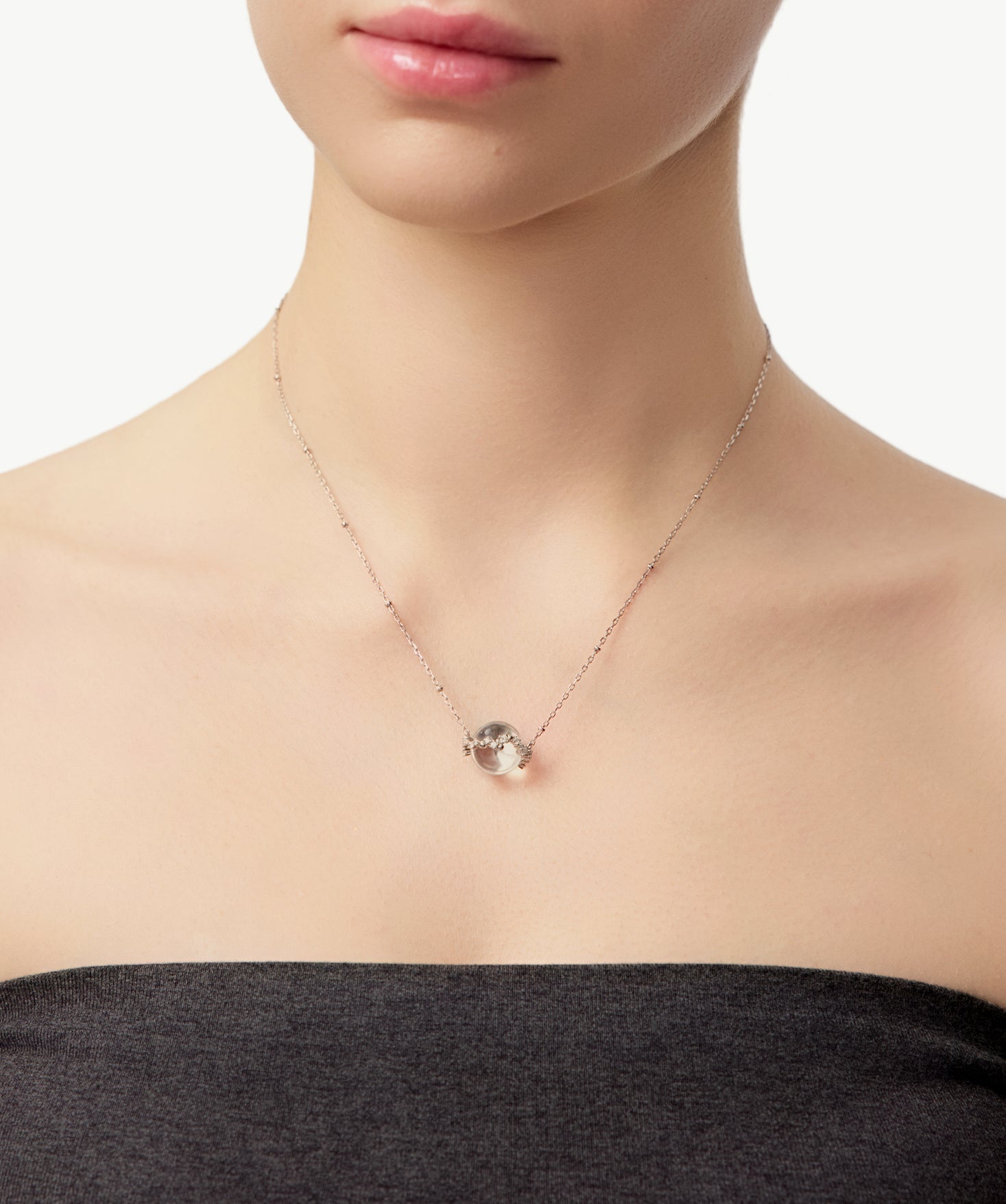 White Quartz Orb Pendant Necklace | Belvria