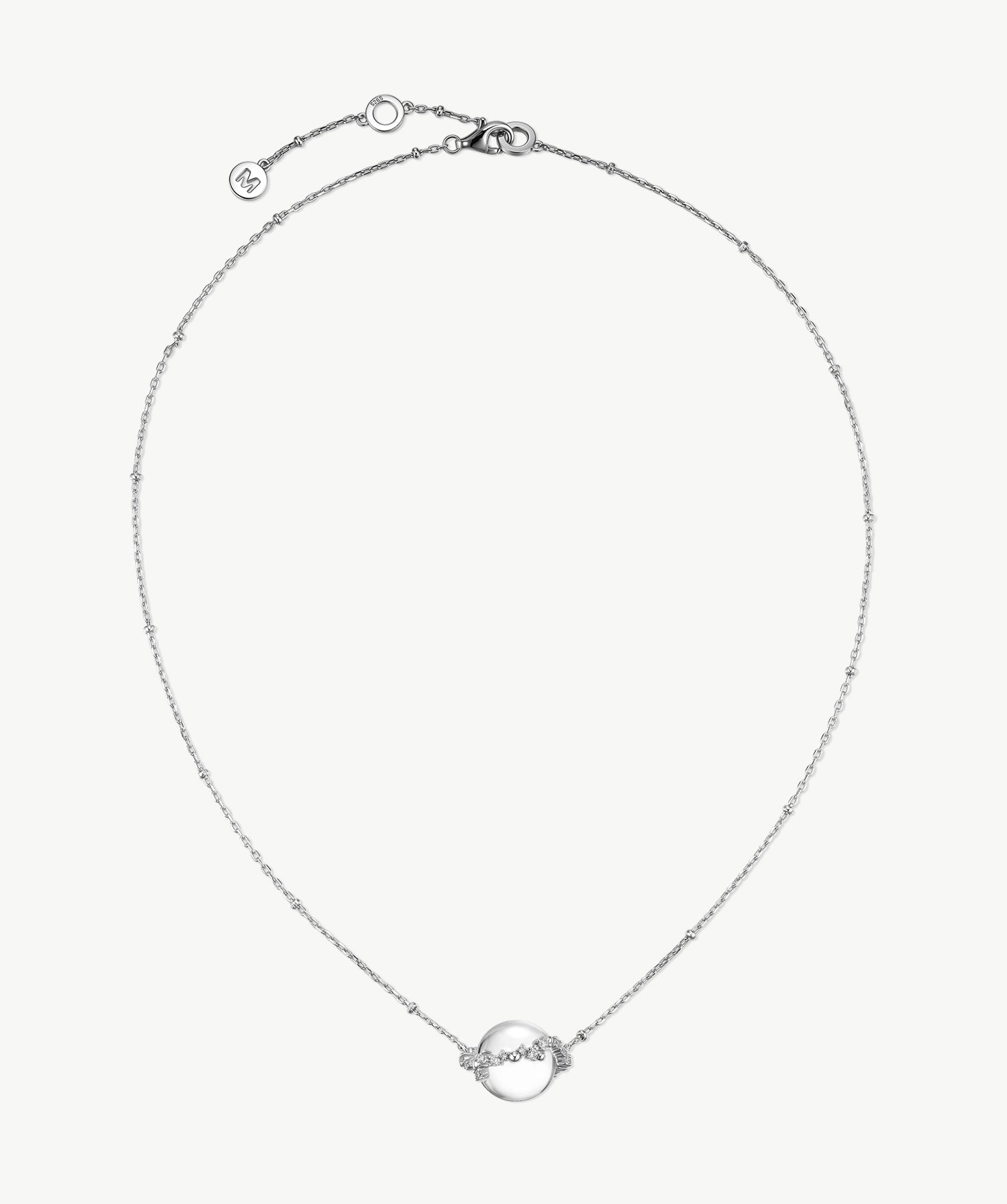 MaiaMina Pendant Necklace Sterling Silver Geometric Link Charm