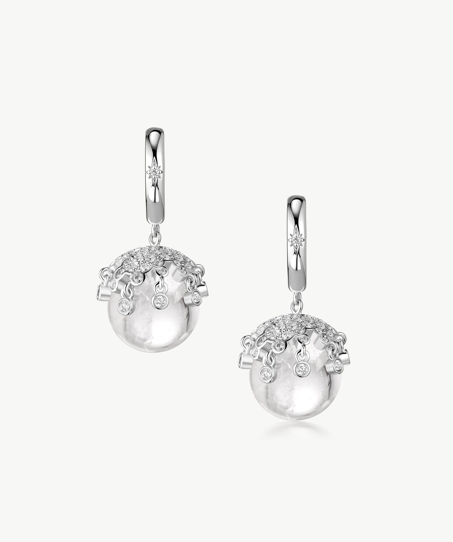 White Quartz Hoop Drop Earrings | Belvria