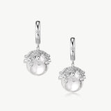 MaiaMina Rhodium Plated Clear Quartz Drop Earrings Removable Statement Earrings Cetus Collection