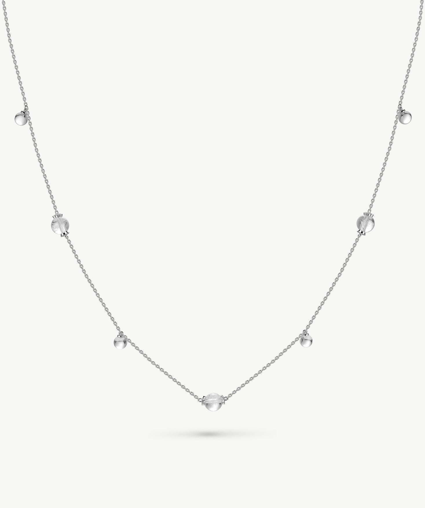 White Quartz Long Beaded Necklace | Belvria