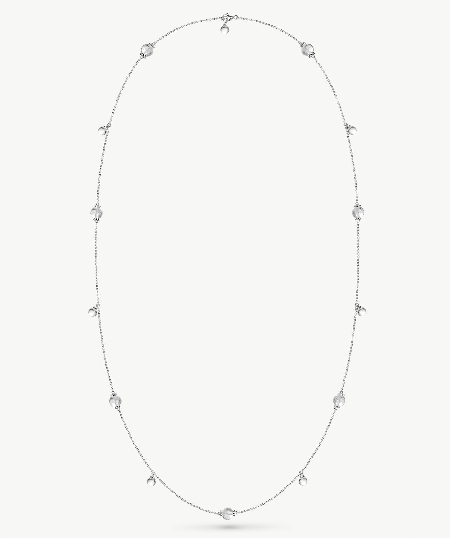 White Quartz Long Beaded Necklace | Belvria