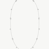 MaiaMina Rhodium Plated Clear Quartz Long Necklace Convertible Layering Necklace Cetus Collection