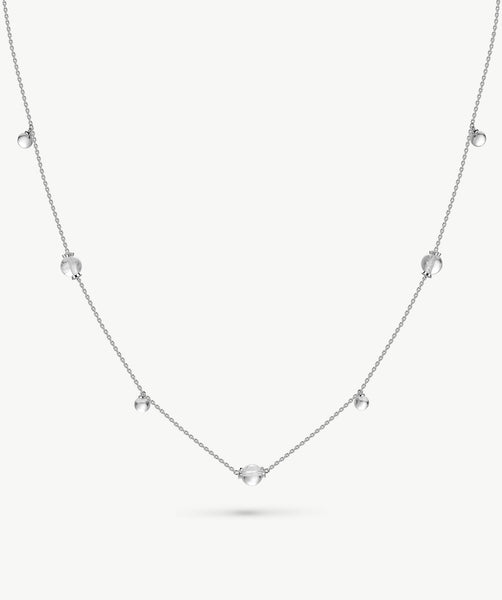 MaiaMina Rhodium Plated Clear Quartz Long Necklace Convertible