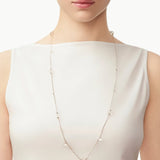 MaiaMina Rhodium Plated Clear Quartz Long Necklace Convertible Layering Necklace Cetus Collection