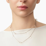 MaiaMina Rhodium Plated Clear Quartz Long Necklace Convertible Layering Necklace Cetus Collection