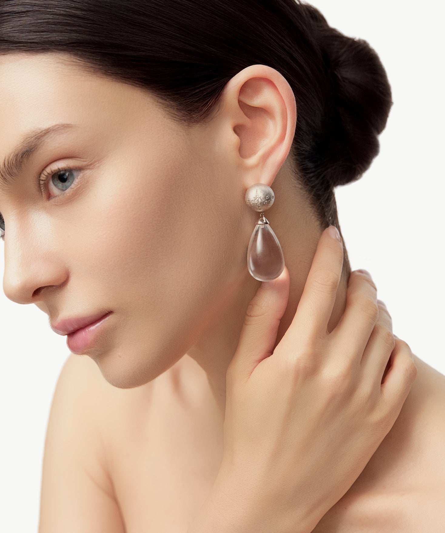 White Quartz Detachable Drop Earrings | Belvria