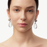 MaiaMina Rhodium Plated Clear Quartz Drop Earrings Removable Statement Earrings Cetus Collection